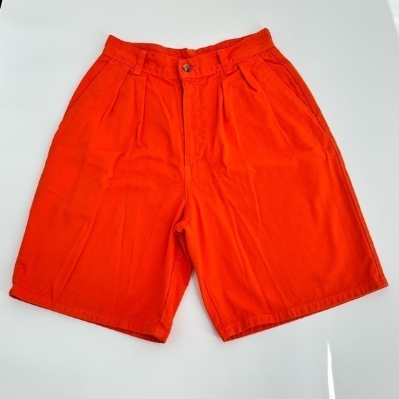 Duck Head Vintage Women’s Orange Mom Shorts High Waist Pleated Cotton Size 9 Jr - Picture 1 of 8